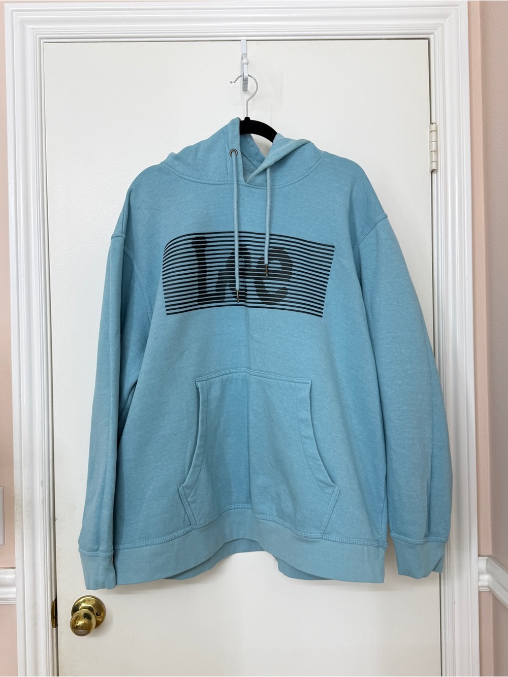 Lee Graphic Hoodie Sweatshirt Size 2XB Light Blue Logo Fleece Pullover